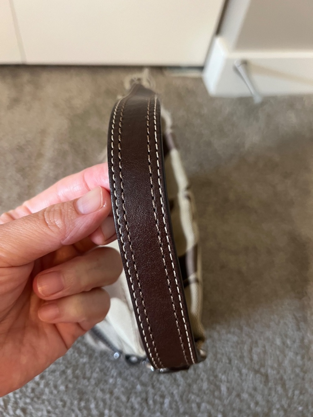 Coach Vintage Y2K Mini Carly Signature Jacquard Brown Leather Trim Shoulder Bag - Picture 10 of 10